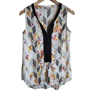 Cabi Blouse Tank Top Women's XS Spring Floral Geometric Sleeveless #249‎